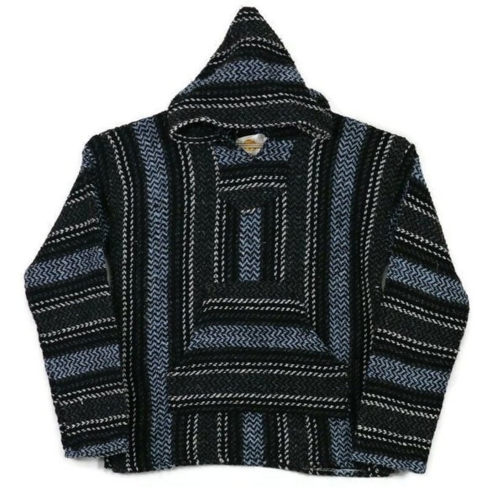 Earth Ragz Baja Hoodie Drug Rug‎ Mexican Surfer Black Blue Youth Boys Girls 16